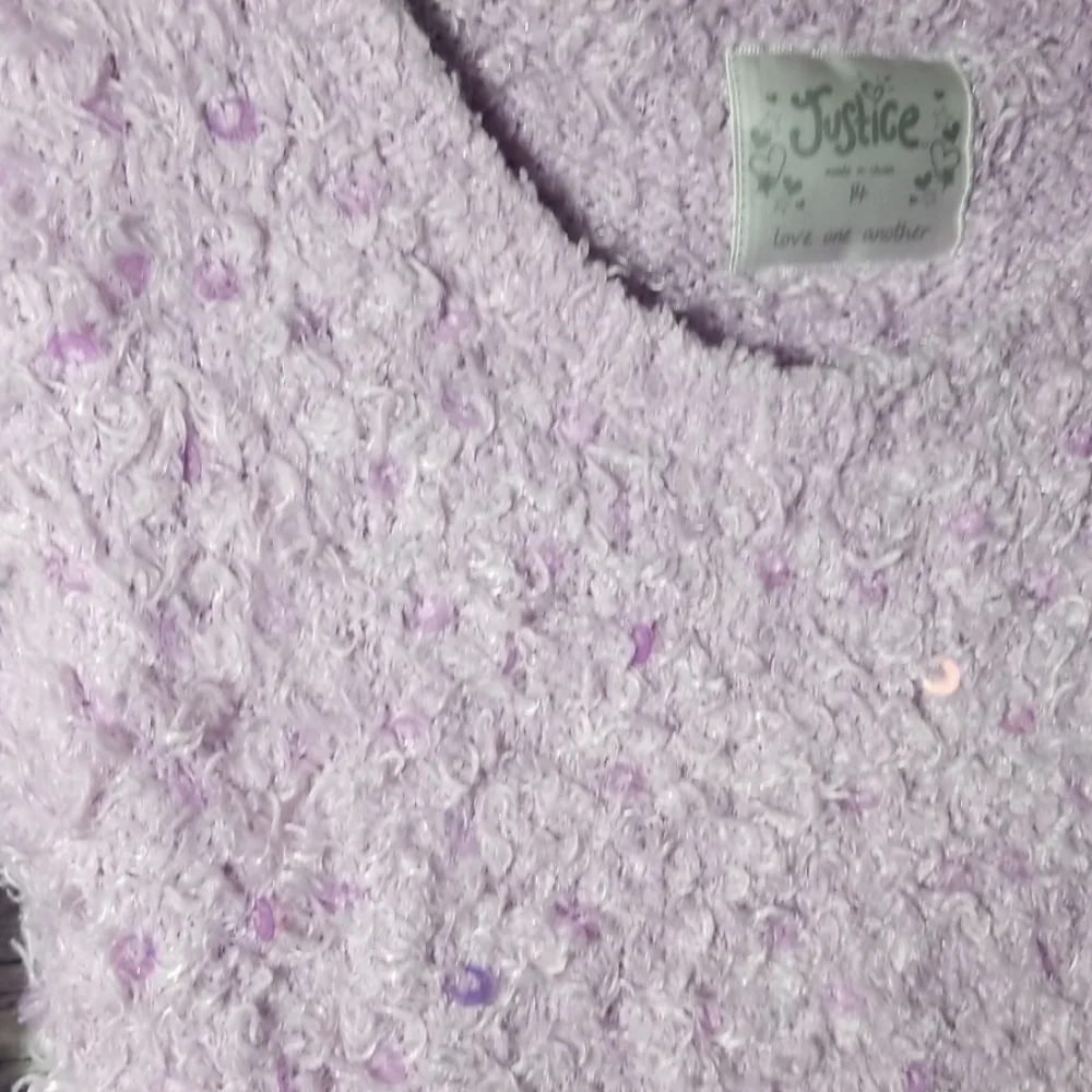 Justice soft sequin long sleeve bling sweater 14